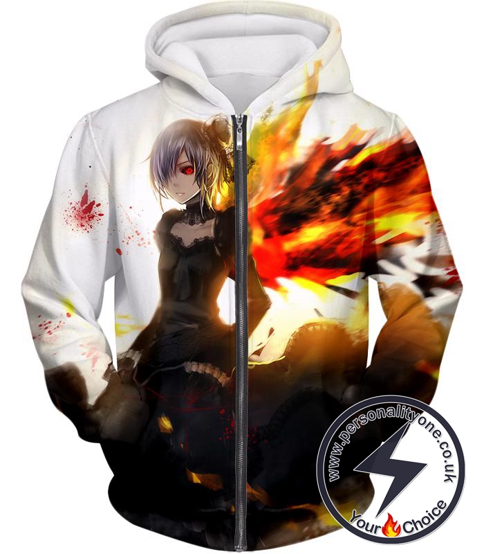 Tokyo Ghoul Awesome Female Ghoul Touka Kirishima Zip Up Hoodie